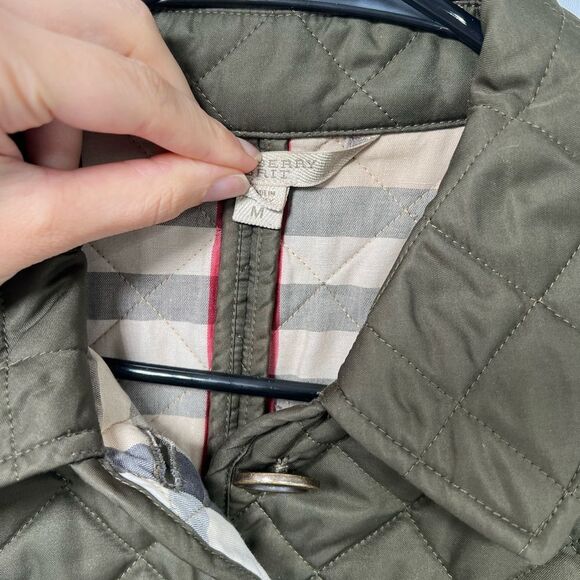 Burberry Green Quilted Lightweight Button Up Jacket Size M - Picture 4 of 12